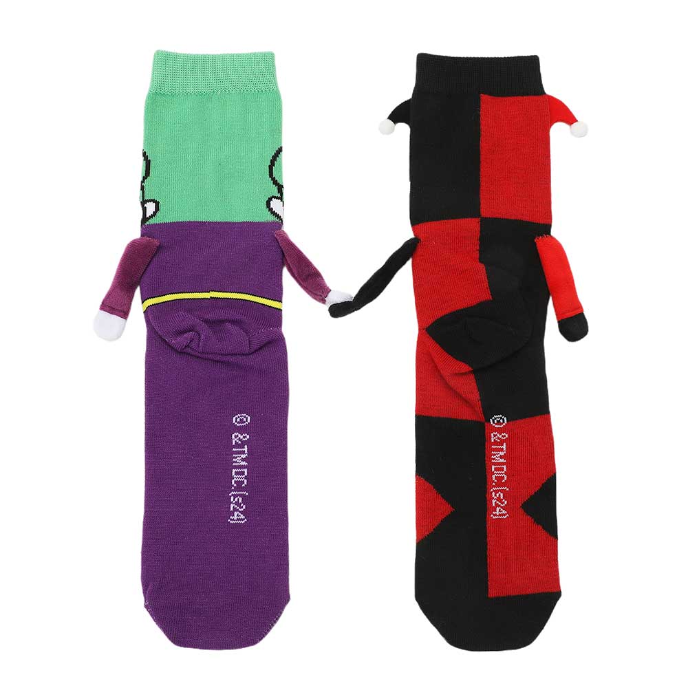 Bioworld DC Comics Batman Joker and Harley Quinn Magnetic 3D Crew Socks