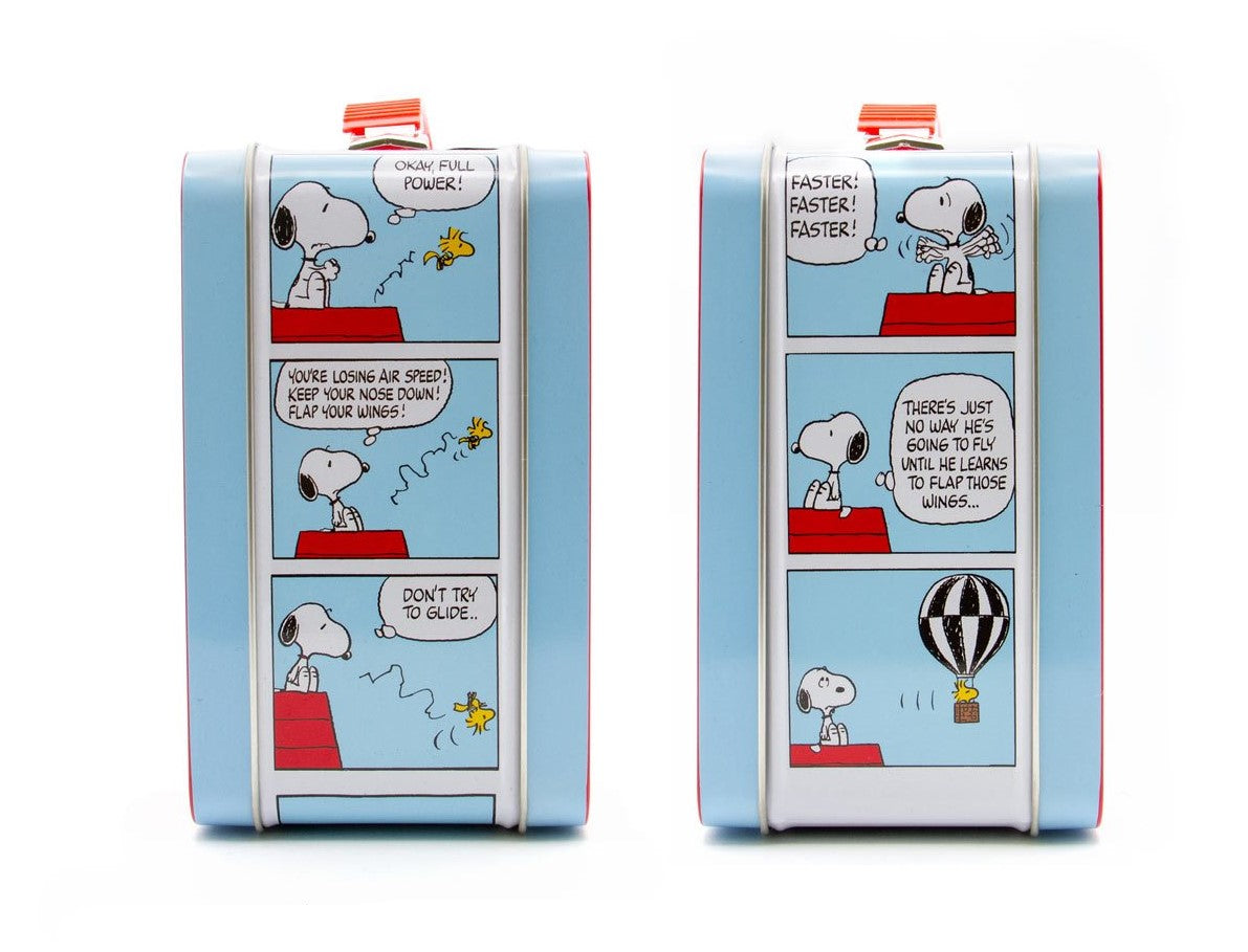 Peanuts Snoopy Red Dog House Fun Box - Sturdy Tin Storage Box with Plastic Handle & Embossed Front Cover - Officially Licensed Peanuts Merchandise & Collectible Gift
