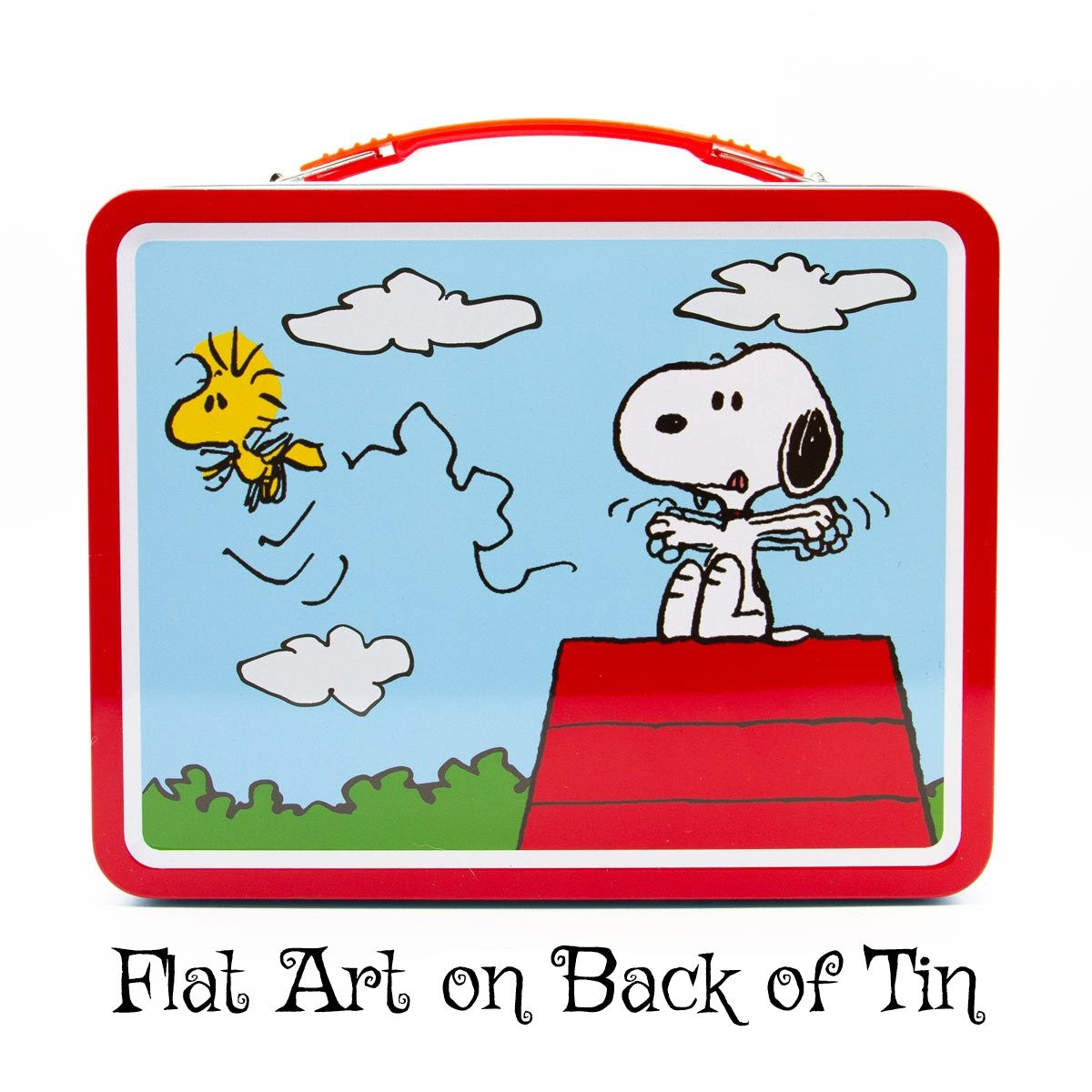 Peanuts Snoopy Red Dog House Fun Box - Sturdy Tin Storage Box with Plastic Handle & Embossed Front Cover - Officially Licensed Peanuts Merchandise & Collectible Gift