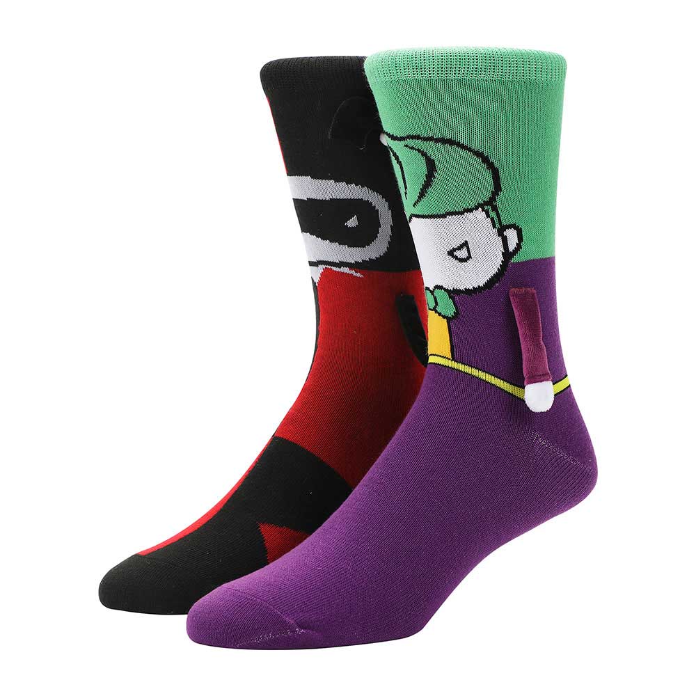 Bioworld DC Comics Batman Joker and Harley Quinn Magnetic 3D Crew Socks
