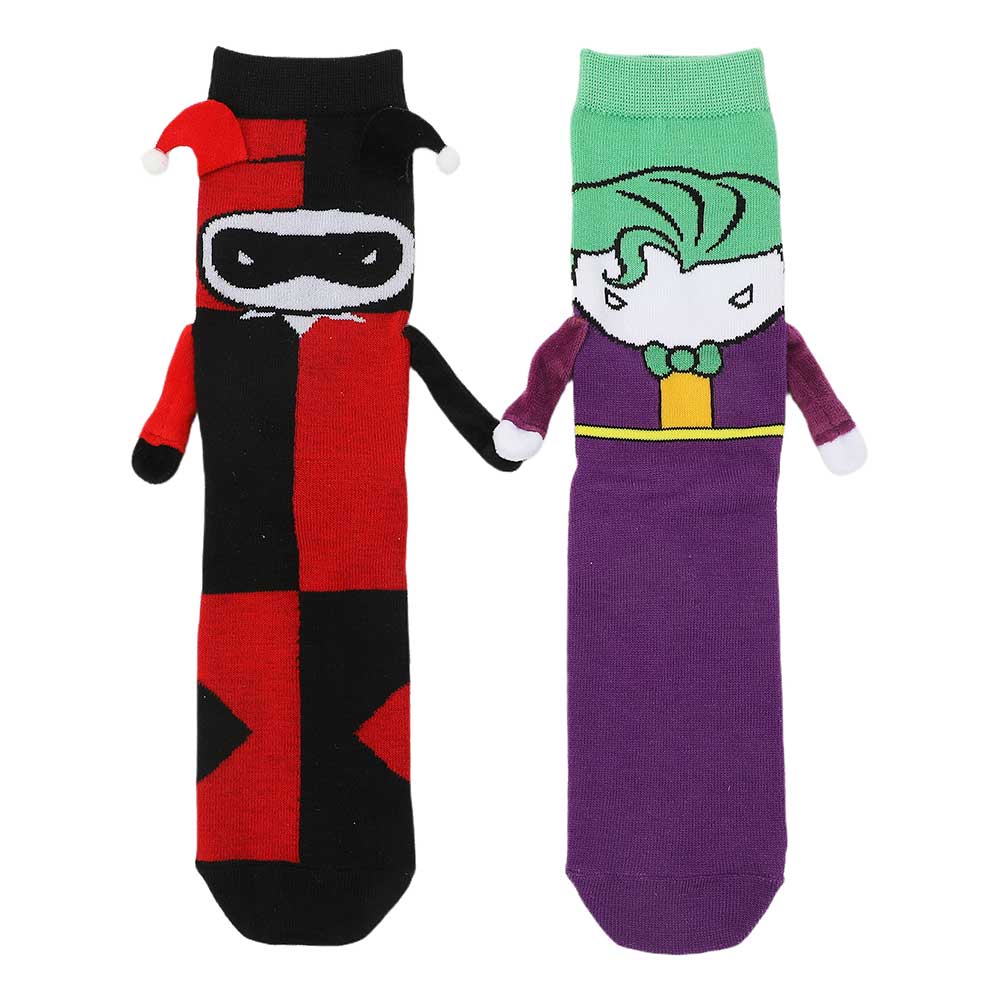 Bioworld DC Comics Batman Joker and Harley Quinn Magnetic 3D Crew Socks