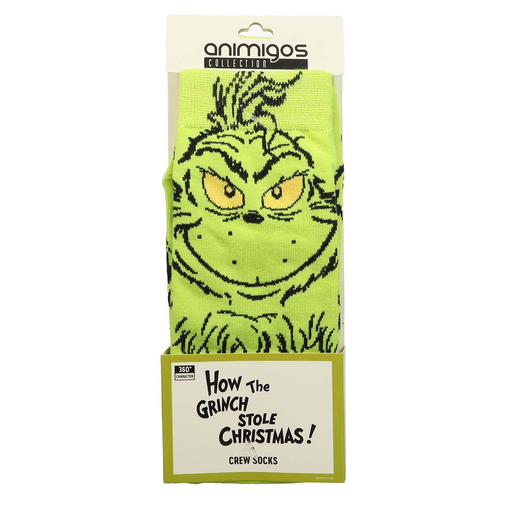 Bioworld Dr. Seuss The Grinch 360-Degree Animigos Character Crew Socks
