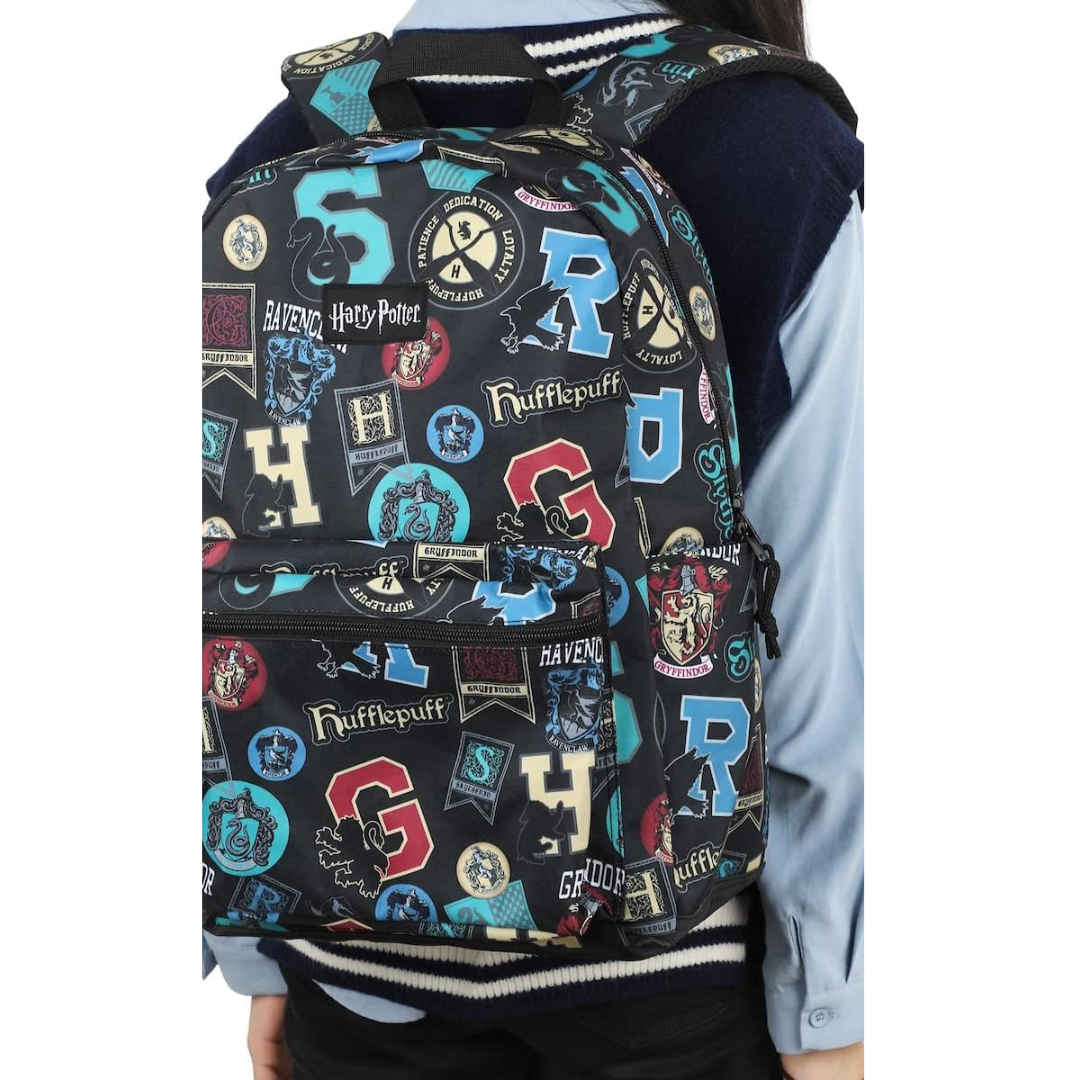 Bioworld Harry Potter Hogwarts Crest and House Banners 17" Laptop Backpack