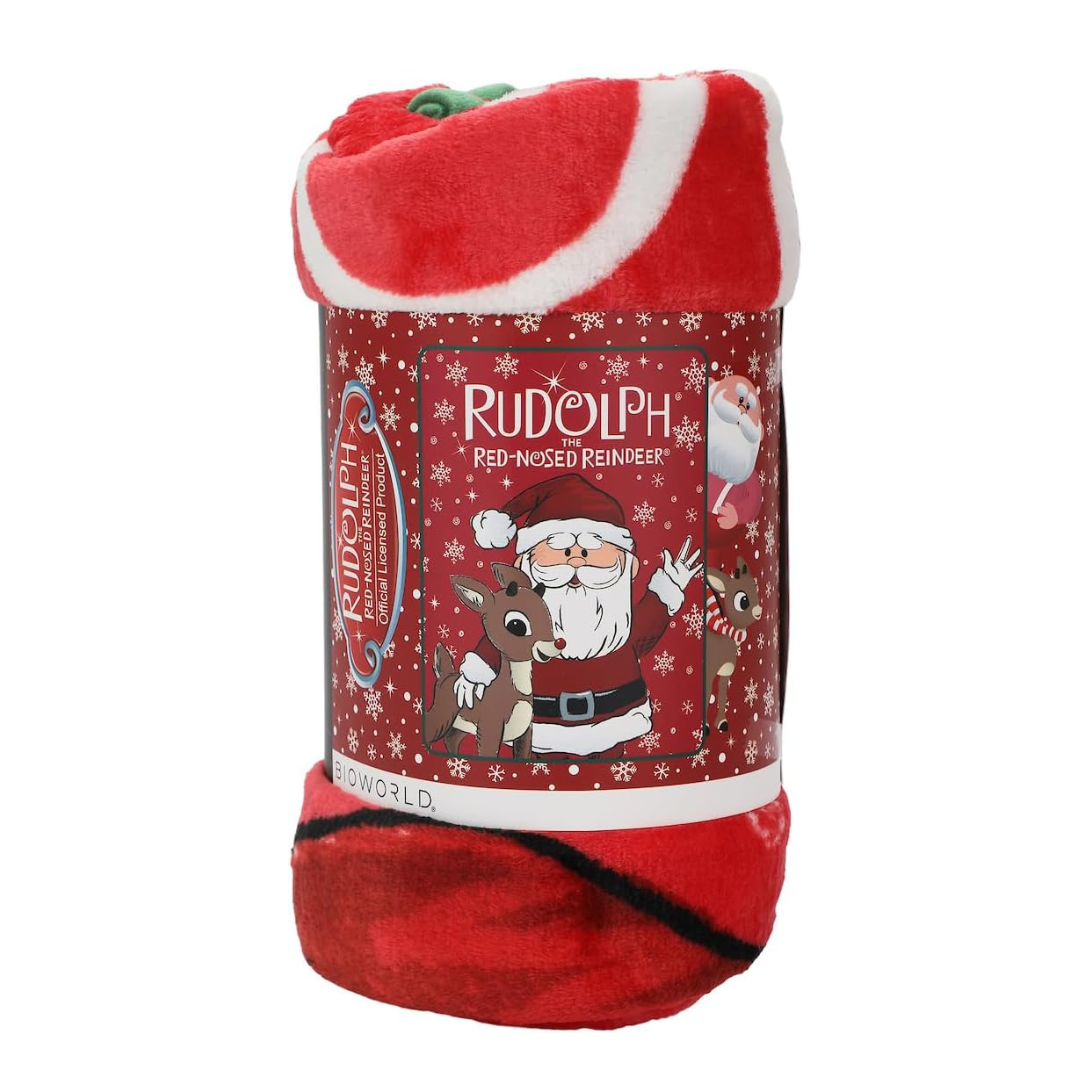Rudolph The Red-Nosed Reindeer Rudolph and Santa 45" x 60" Red Throw Blanket