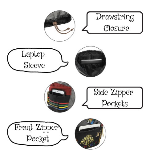 Bioworld Harry Potter Hogwarts Decals 17" Rucksack Backpack