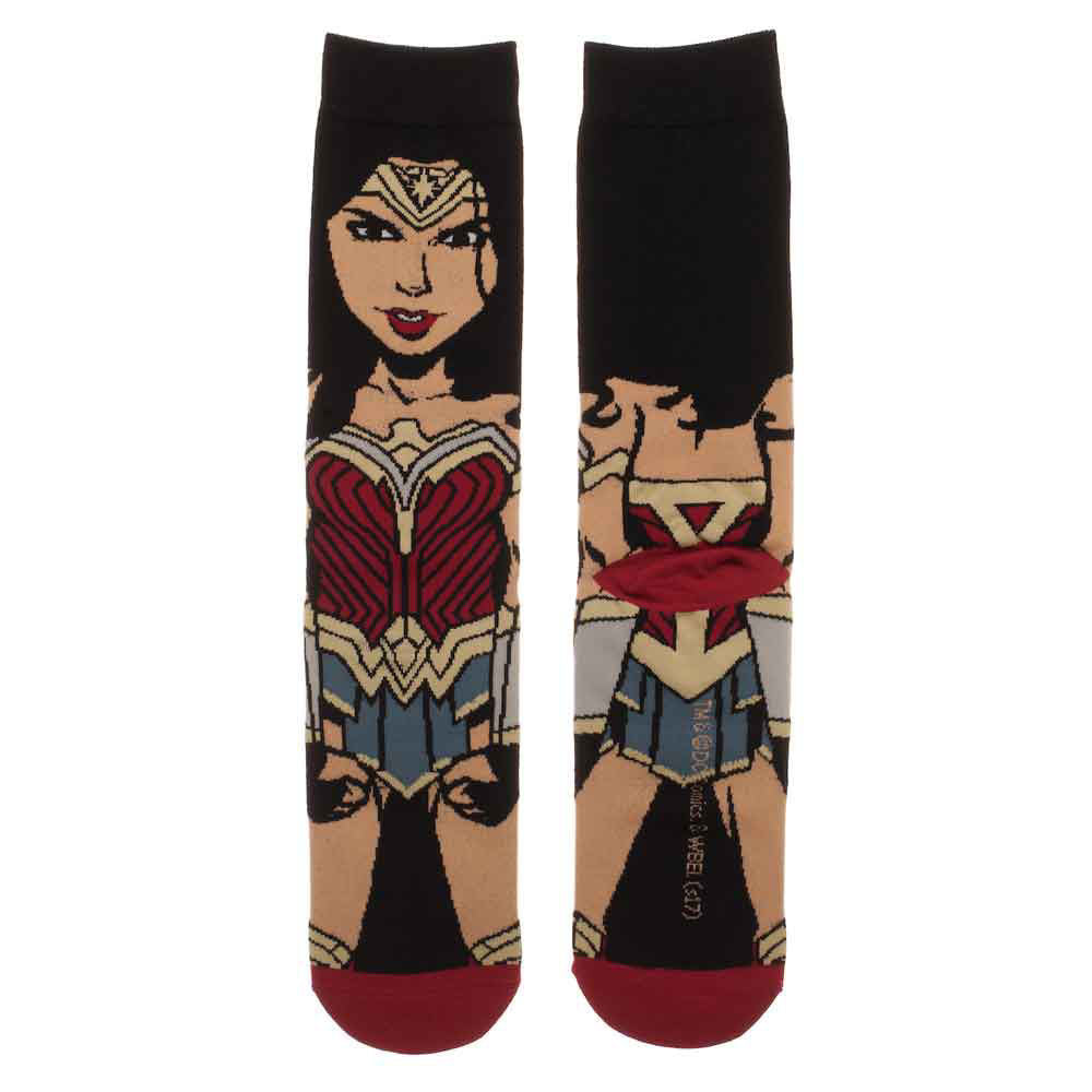 Bioworld Justice League Wonder Woman 360 Character Knit Funny Novelty Socks