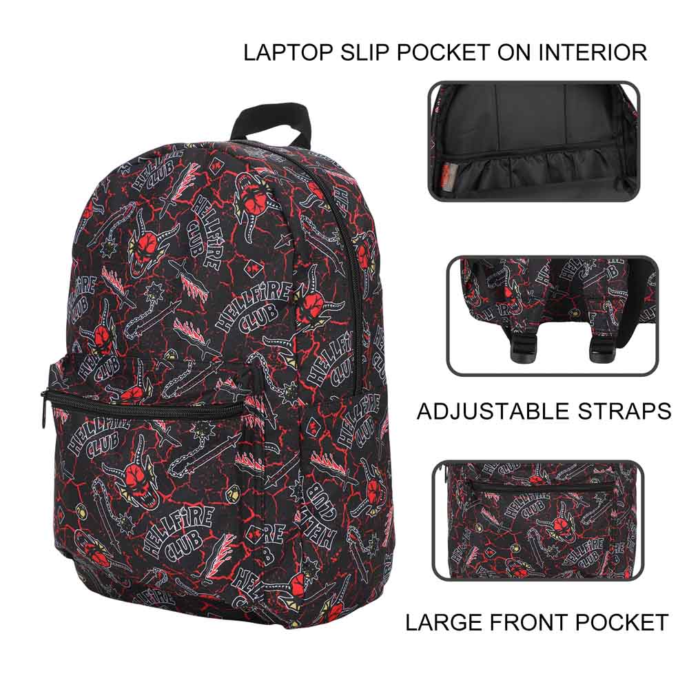 Bioworld Stranger Things Hellfire Club All Over Print Black Backpack