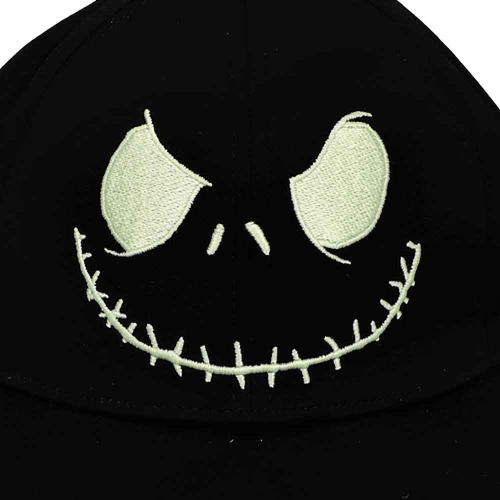 Bioworld The Nightmare Before Christmas Jack Skellington Glow in the Dark Face Black Snapback Hat
