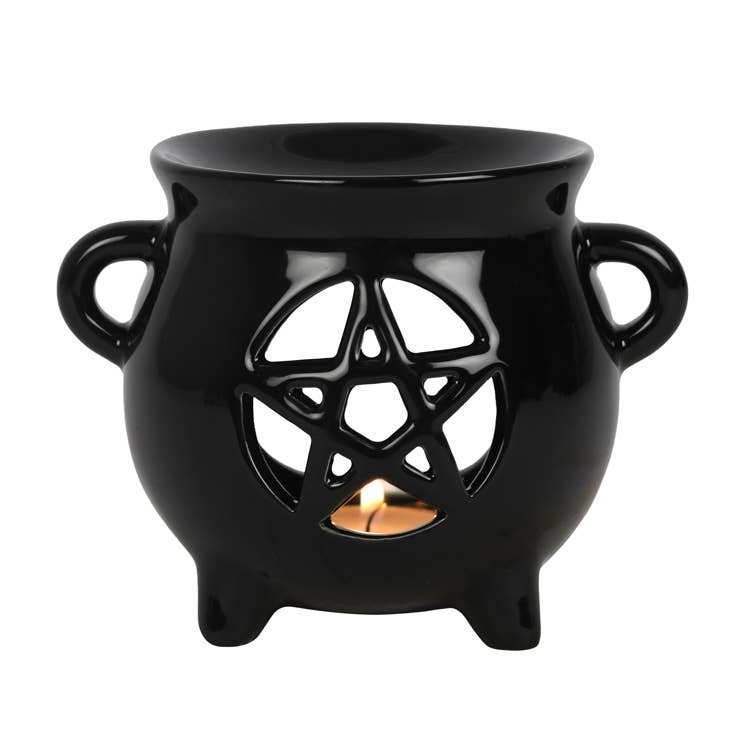Witchy Pentagram Ceramic Cauldron Oil or Wax Melt Burner