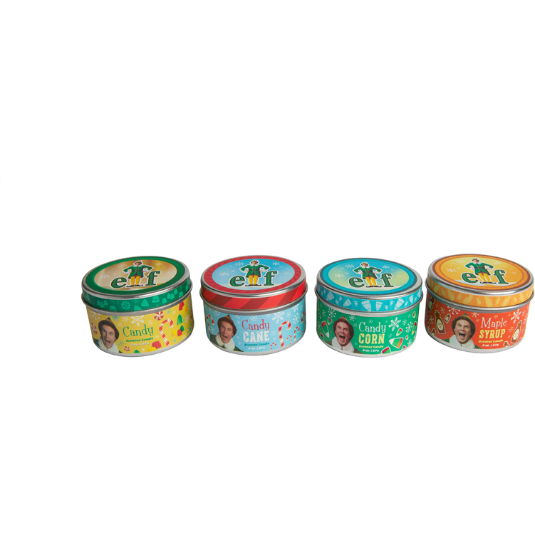 Elf Tin Candle Set, Scented - Candy, Maple Syrup, Candy Corn, Candy Cane (2 oz. Each) by Insight Luminaries