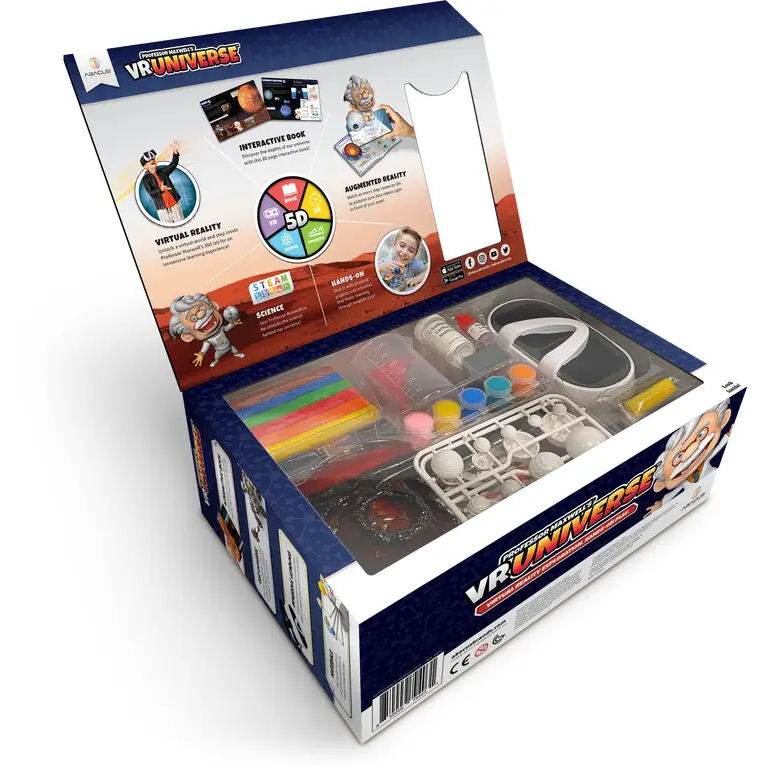 Professor Maxwell's VR Universe - Virtual Reality Kids Space Science Book and Interactive STEM Learning Activity Set (Full Version - Includes Goggles)