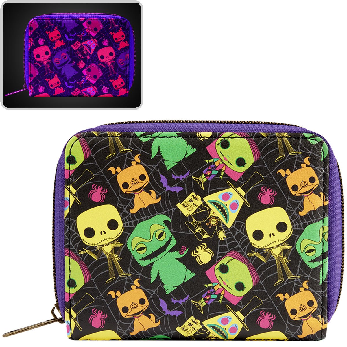 Funko Disney The Nightmare Before Christmas Black Light Print Zip-Around Loot Wallet