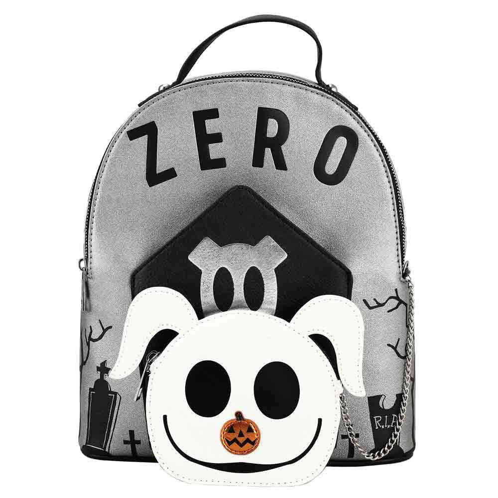 Bioworld Nightmare Before Christmas Zero Graveyard Metallic Mini Backpack with Removable Coin Pouch