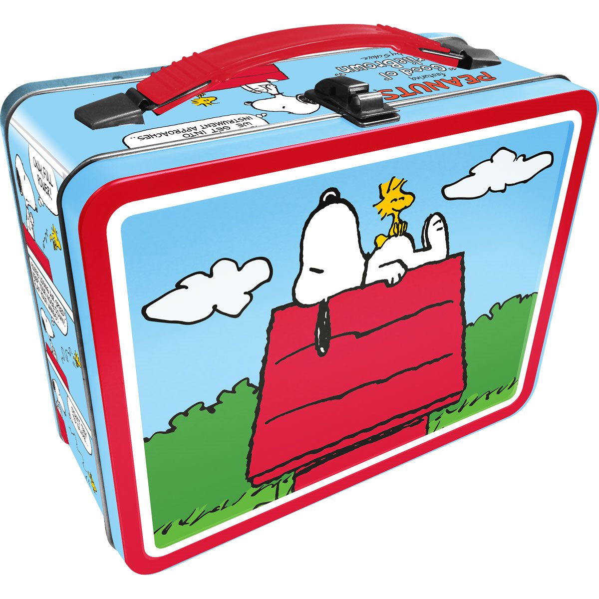 Peanuts Snoopy Red Dog House Fun Box - Sturdy Tin Storage Box with Plastic Handle & Embossed Front Cover - Officially Licensed Peanuts Merchandise & Collectible Gift