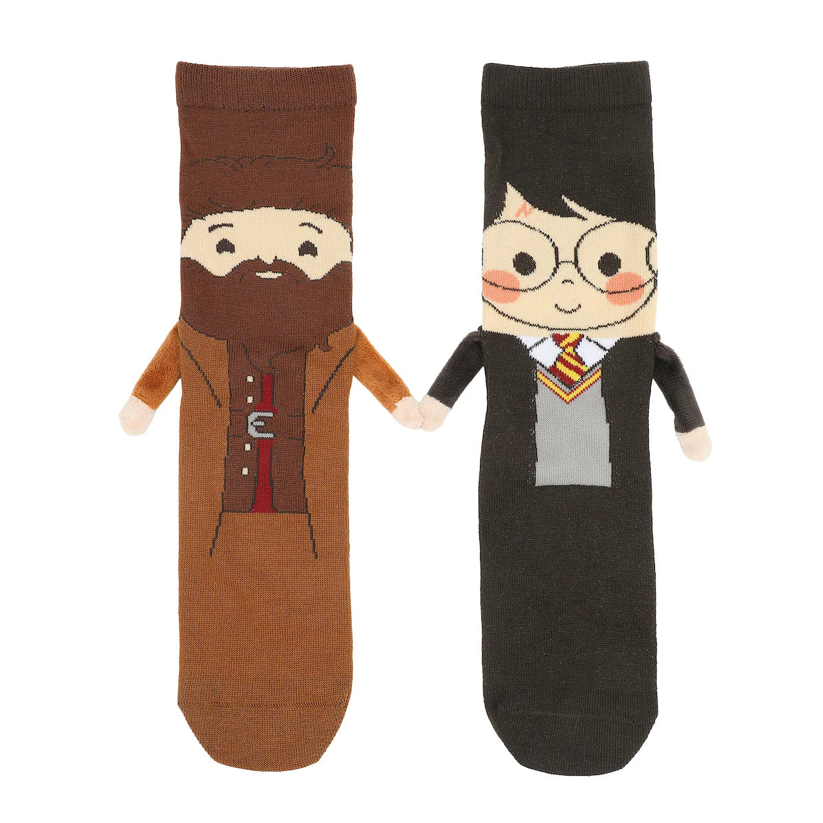 Bioworld Harry Potter Harry & Hagrid Crew Socks with Magnetic 3D Hands