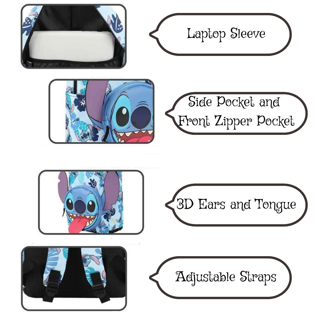 Bioworld Lilo & Stitch Big Face Stitch 3D 17" Backpack