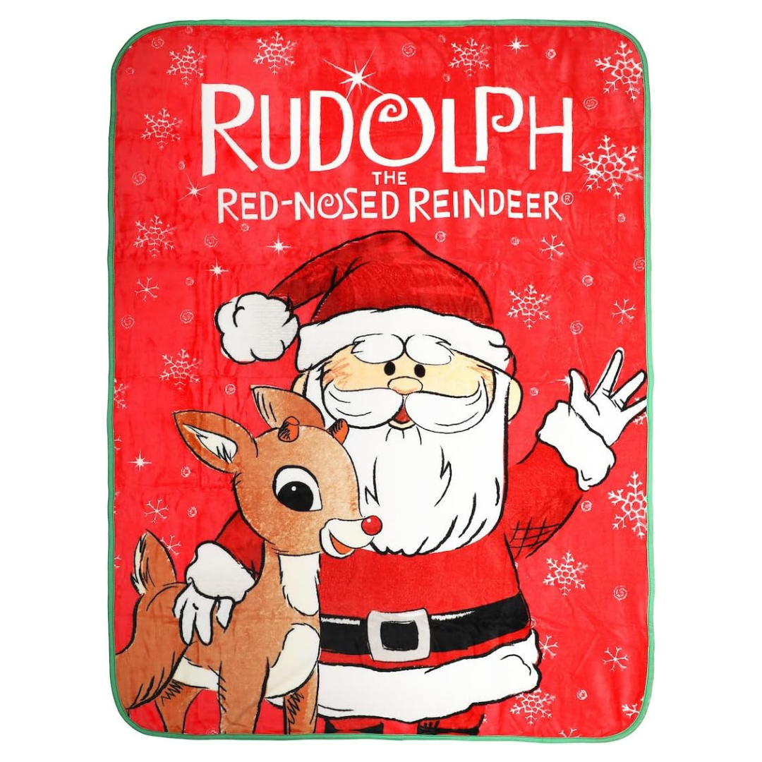 Rudolph The Red-Nosed Reindeer Rudolph and Santa 45" x 60" Red Throw Blanket