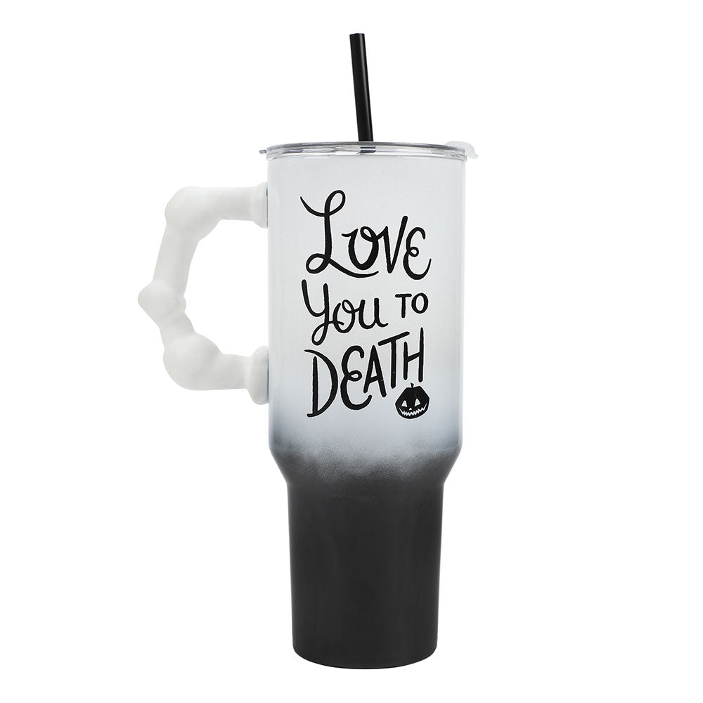 Bioworld The Nightmare Before Christmas Love You To Death 40 oz. Sculpted Handle Stainless Steel Tumbler