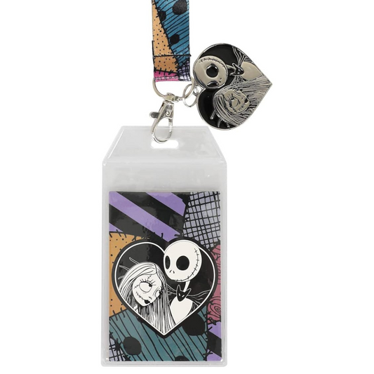 Bioworld The Nightmare Before Christmas Jack and Sally Metal Charm Lanyard Keychain