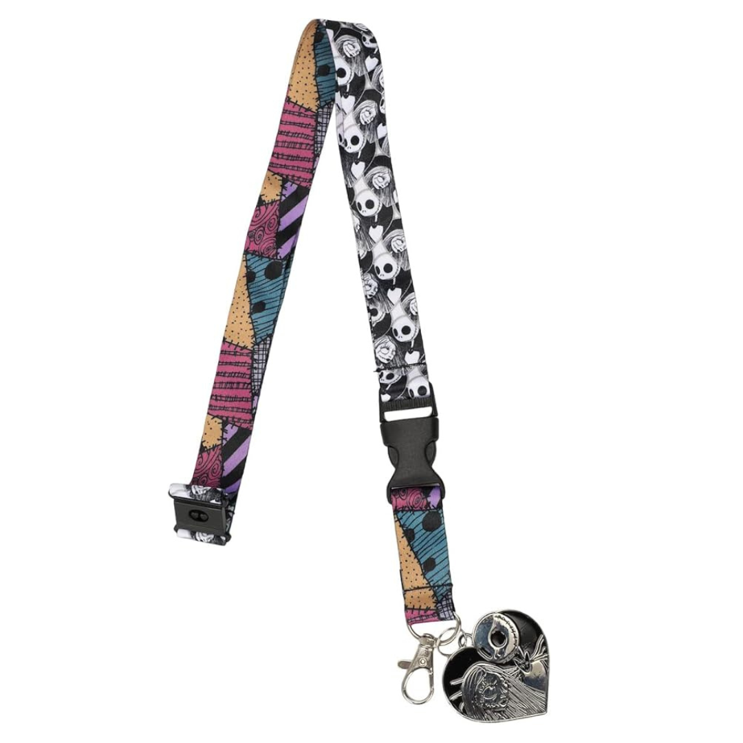 Bioworld The Nightmare Before Christmas Jack and Sally Metal Charm Lanyard Keychain