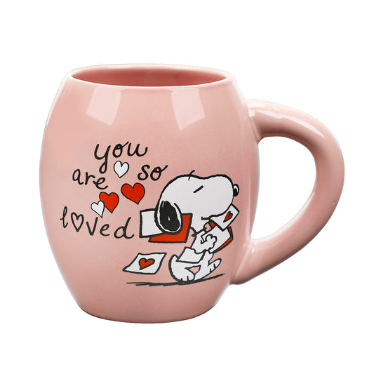 Bioworld Peanuts Snoopy You Are Loved 18 oz Oval Ceramic Mug