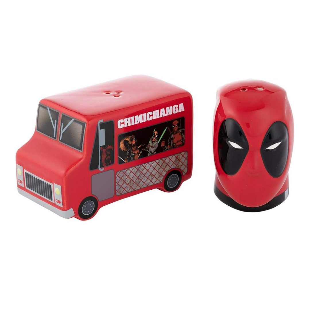 Marvel Deadpool Head and Food Truck Sculpted Ceramic Salt & Pepper Set