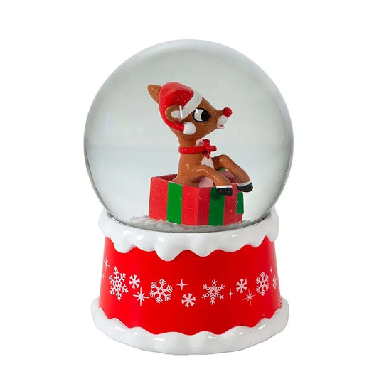 Rudolph The Red Nose Reindeer® In Present Musical Water Globe by Kurt S. Adler