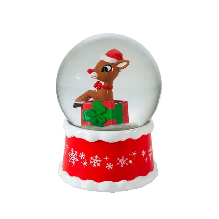 Rudolph The Red Nose Reindeer® In Present Musical Water Globe by Kurt S. Adler