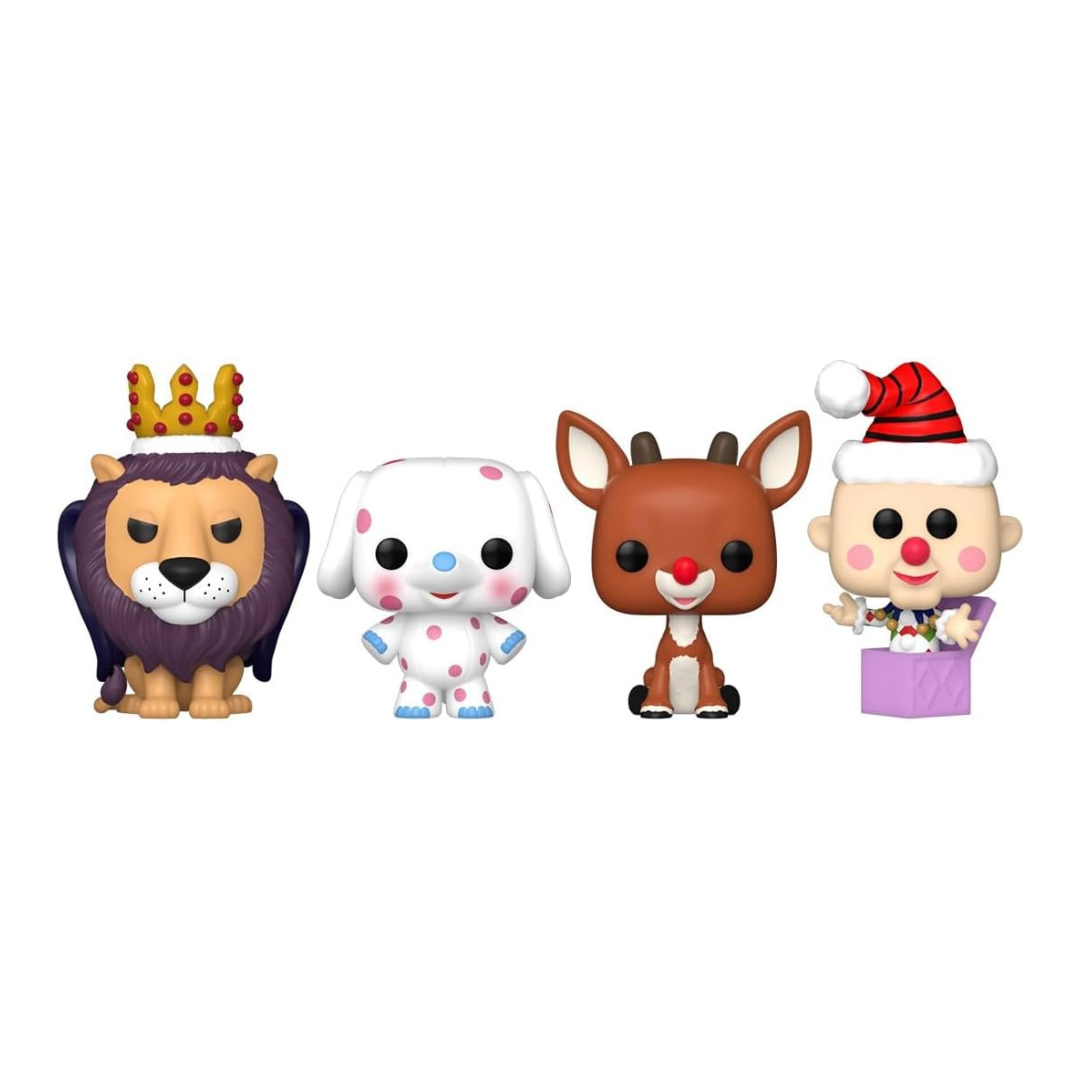 Pocket Pop! Rudolph, Pocket Pop! Misfit Elephant, Pocket Pop! Charlie in the Box, and Pocket Pop! King Moonracer.&nbsp;