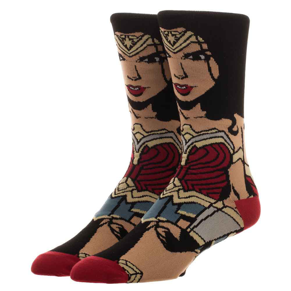 Bioworld Justice League Wonder Woman 360 Character Knit Funny Novelty Socks