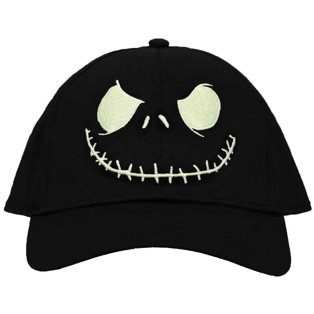 Bioworld The Nightmare Before Christmas Jack Skellington Glow in the Dark Face Black Snapback Hat