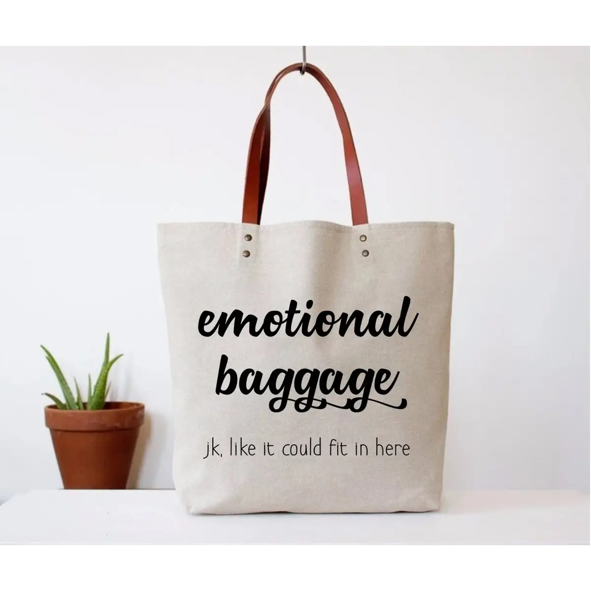 Emotional Baggage Canvas and  Leather Tote Bag