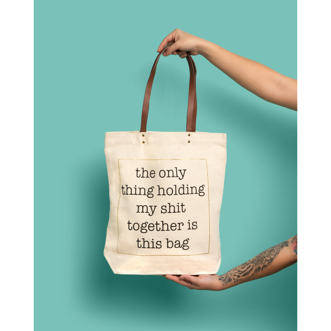Holding It Together Canvas and  Leather Tote Bag