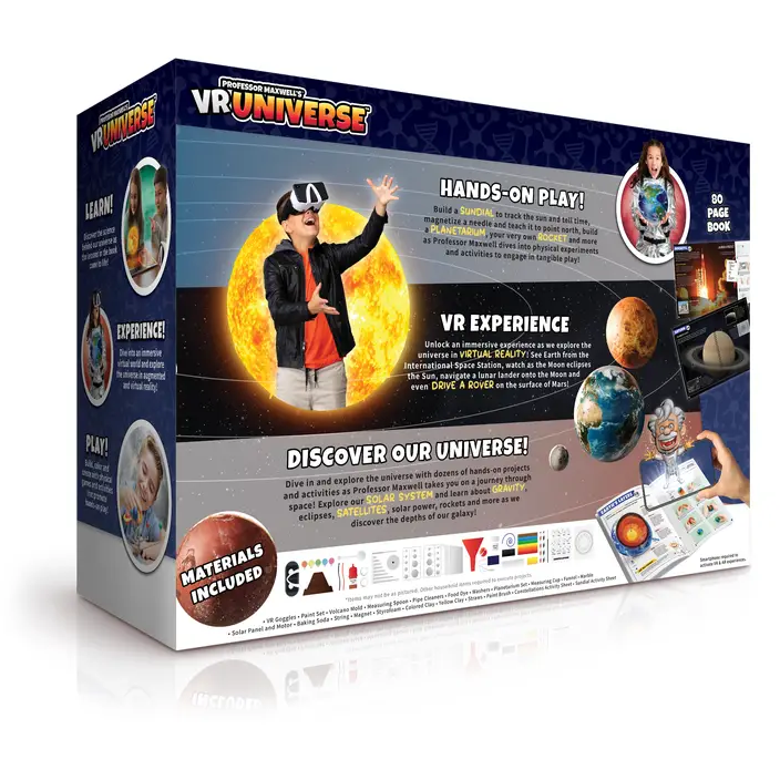 Professor Maxwell's VR Universe - Virtual Reality Kids Space Science Book and Interactive STEM Learning Activity Set (Full Version - Includes Goggles)